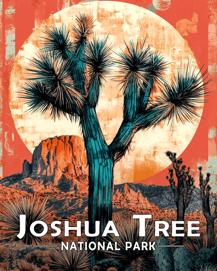 Full Moon - Joshua Tree Souvenir Art Prints - 8"x10" Artwork for 11"x14" Frame