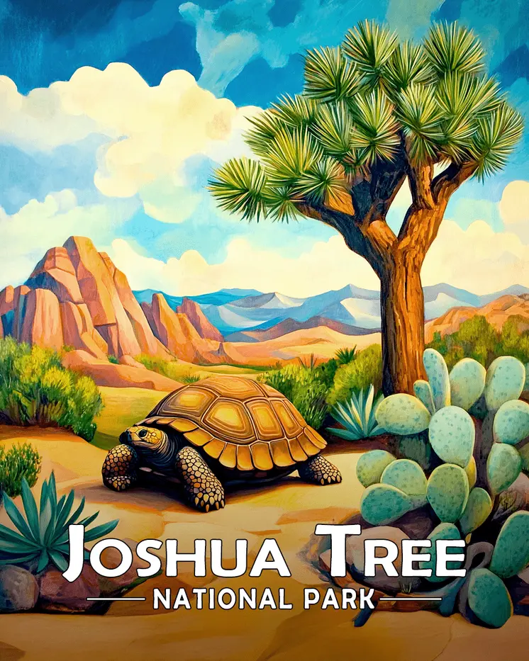 Desert Tortoise - Joshua Tree Souvenir Art Prints - 8"x10" Artwork for 11"x14" Frame