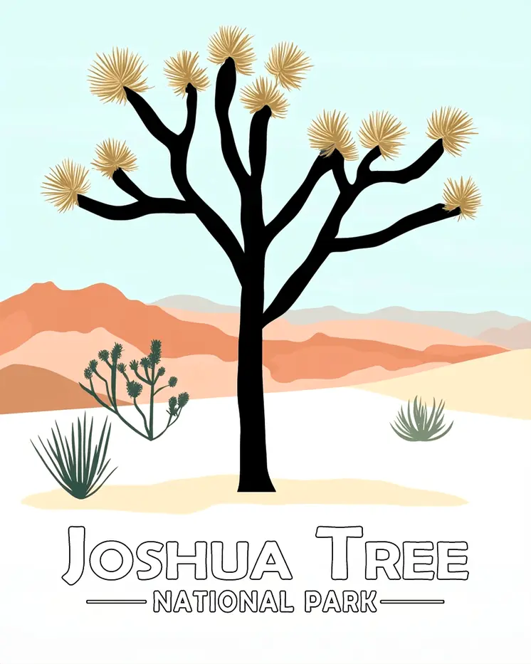 Minimalist Tree - Joshua Tree Souvenir Art Prints - 8"x10" Artwork for 11"x14" Frame