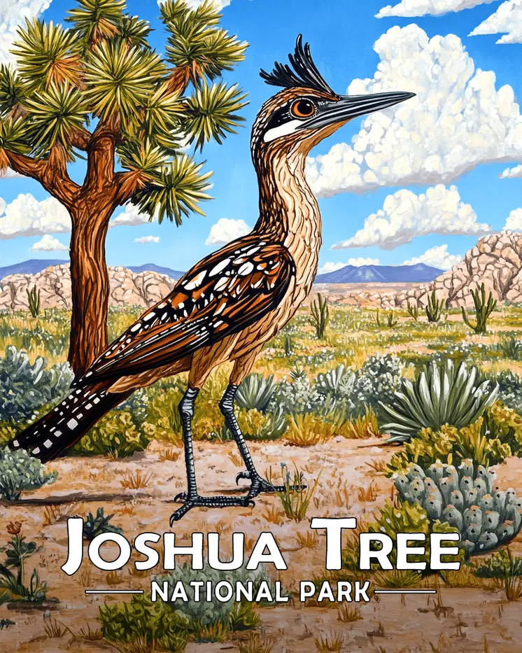 Desert Roadrunner - Joshua Tree Souvenir Art Prints - 8"x10" Artwork for 11"x14" Frame