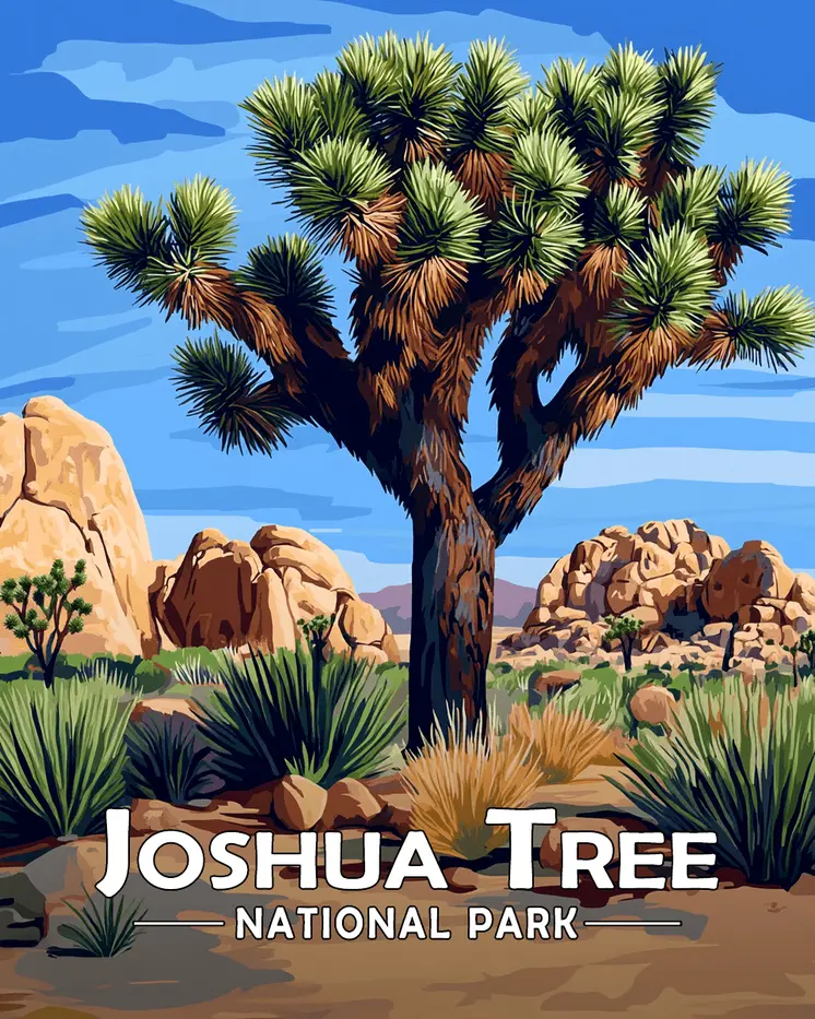 Lone Joshua Tree - Joshua Tree Souvenir Art Prints - 8"x10" Artwork for 11"x14" Frame