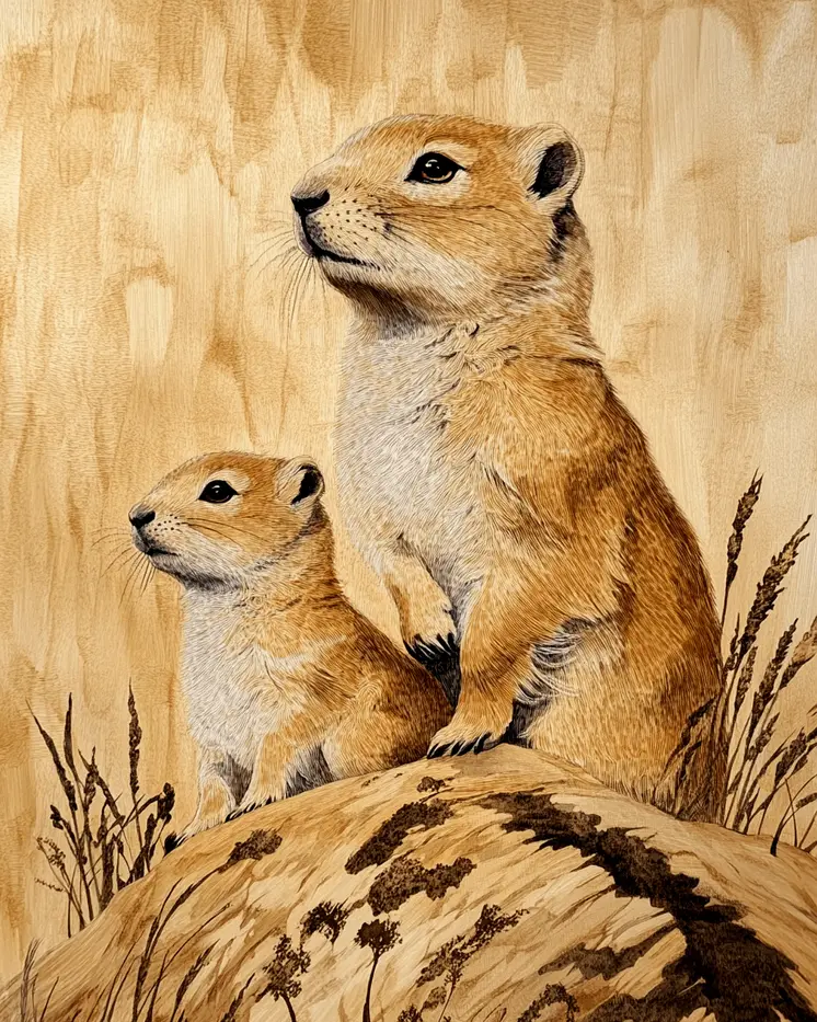 Prarie Dog Mother and Baby - Animal Mothers & Babies Wall Art Prints – 8″x10″ Artwork for 11″x14″ Frame