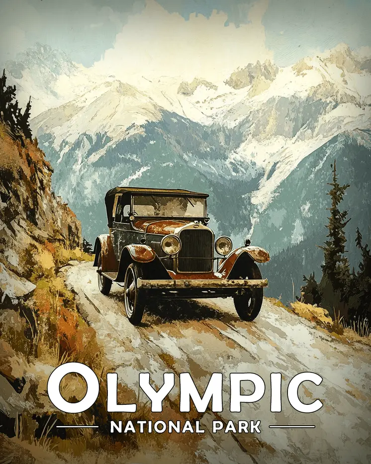 High Mountain Ride - Olympic Souvenir Art Prints - 8"x10" Artwork for 11"x14" Frame