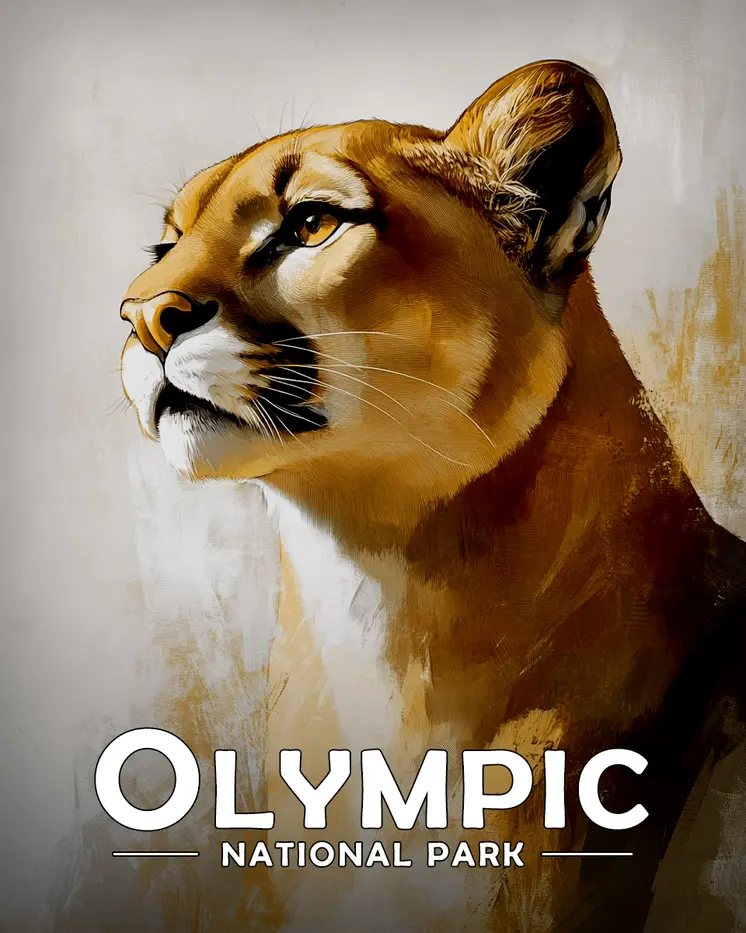 Proud Mountain Lion - Olympic Souvenir Art Prints - 8"x10" Artwork for 11"x14" Frame