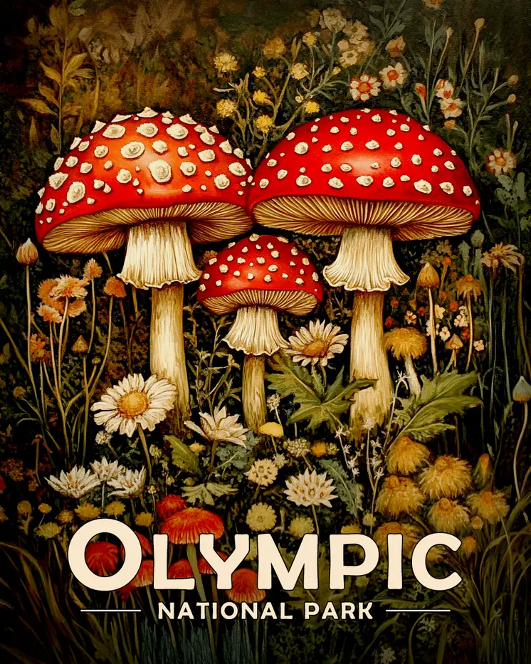 Amanitas - Olympic Souvenir Art Prints - 8"x10" Artwork for 11"x14" Frame