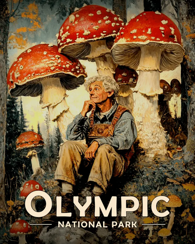 Amanita Dream - Olympic Souvenir Art Prints - 8"x10" Artwork for 11"x14" Frame