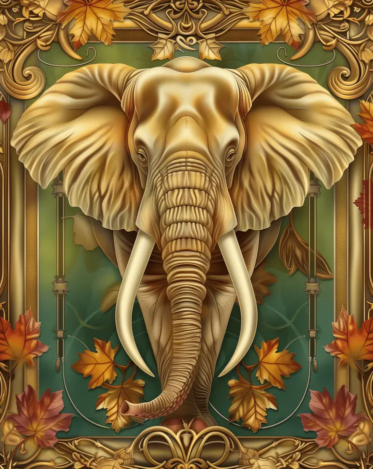 Art Nouveau Graceful Elephant - Animal Kingdom Wall Art Prints in Art Nouveau Style – 8″x10″ Artwork for 11″x14″ Frame