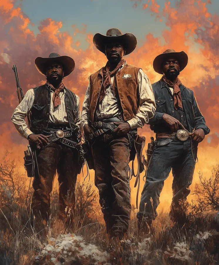 Cowboy Trio at Sunset - Cowboy Western Art Prints 8"x10" Artwork