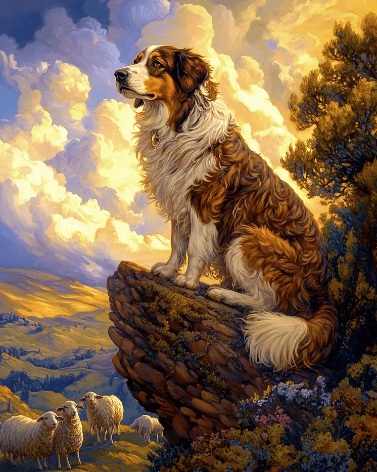 Noble Australian Shepherd - Pet Dog Still Life Wall Art Prints – 8″x10″ Artwork for 11″x14″ Frame