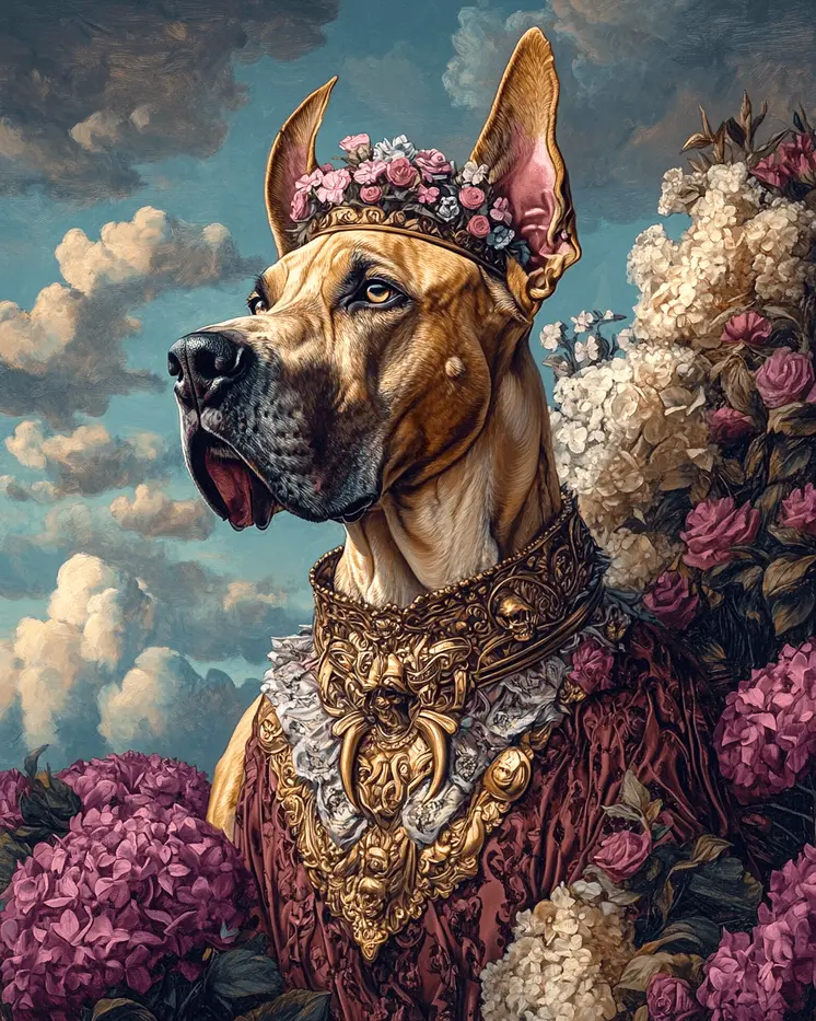 Great Dane Princess - Pet Dog Still Life Wall Art Prints – 8″x10″ Artwork for 11″x14″ Frame