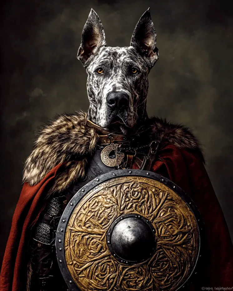 Great Dane Viking - Pet Dog Still Life Wall Art Prints – 8″x10″ Artwork for 11″x14″ Frame