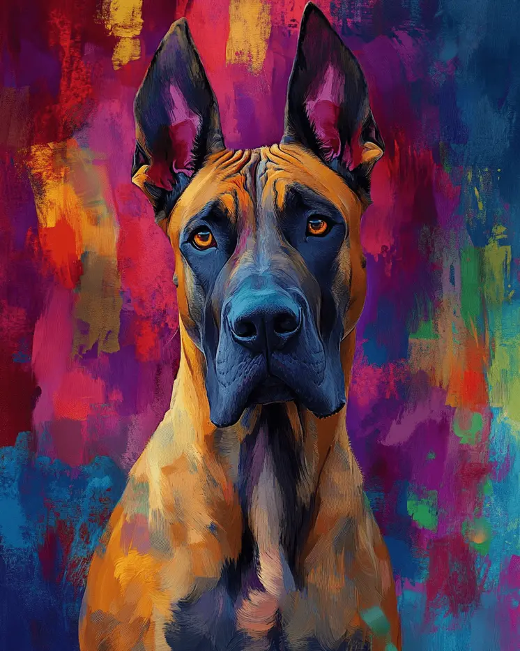Colorful Great Dane - Pet Dog Still Life Wall Art Prints – 8″x10″ Artwork for 11″x14″ Frame