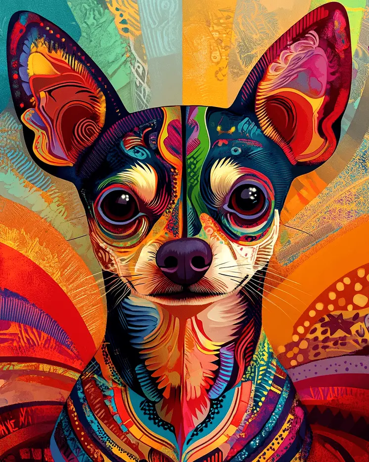 Abstract Chihuahua - Pet Dog Still Life Wall Art Prints – 8″x10″ Artwork for 11″x14″ Frame