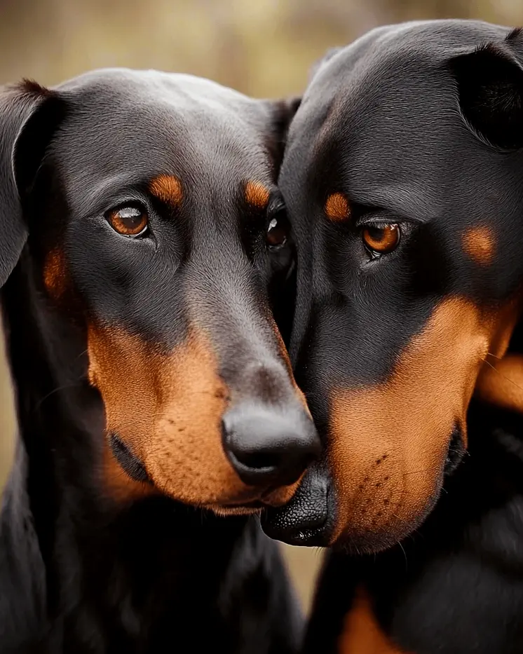 Doberman Pinscher Besties - Pet Dog Still Life Wall Art Prints – 8″x10″ Artwork for 11″x14″ Frame