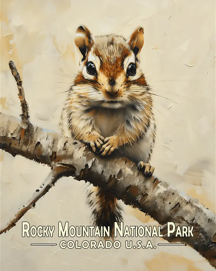 Baby Chipmunk - Rocky Mountain Souvenir Art Prints - 8"x10" Artwork for 11"x14" Frame