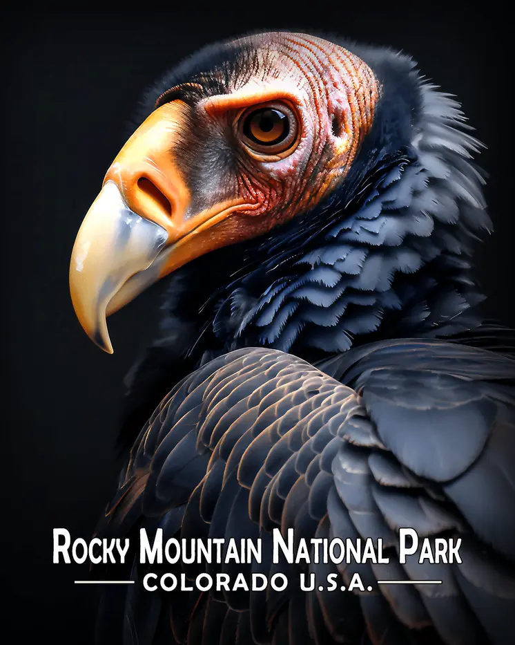 Vulture Portrait - Rocky Mountain Souvenir Art Prints - 8"x10" Artwork for 11"x14" Frame