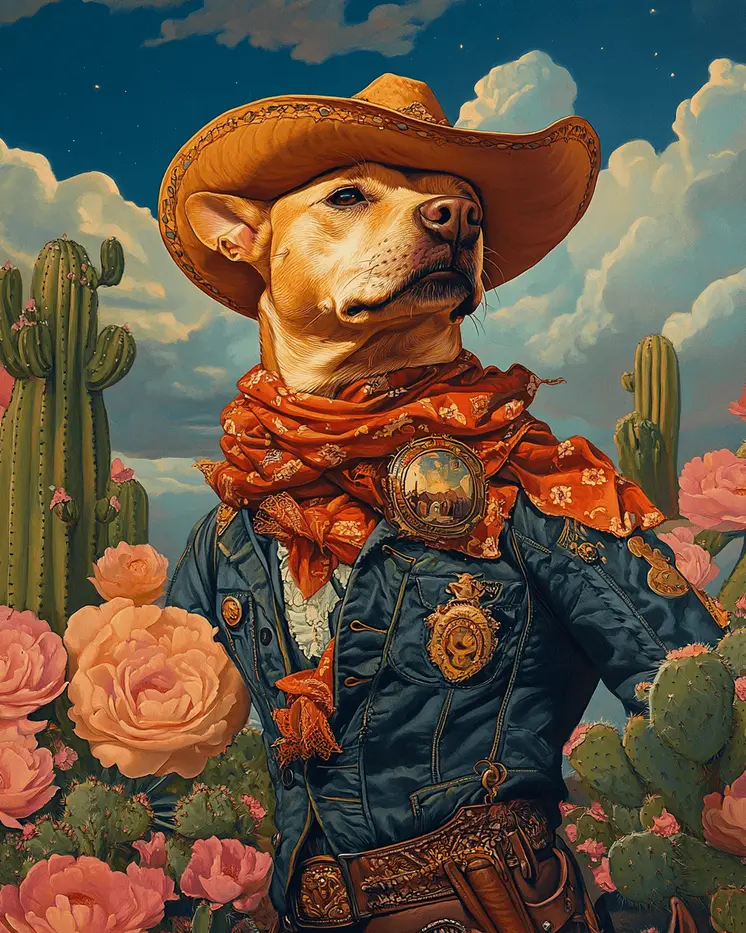 Canine Rough Rider - American Southwest Art Prints - 8"x10" Artwork for 11"x14" Frame