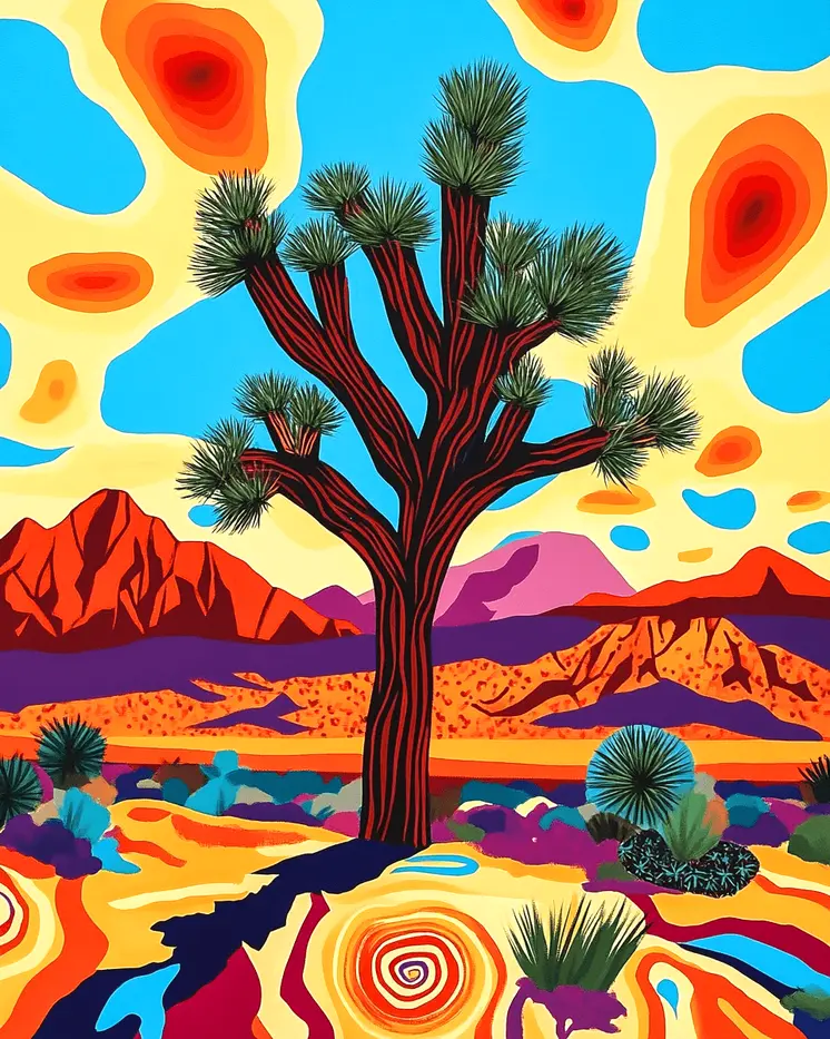 Abstract Joshua Tree - American Southwest Art Prints - 8"x10" Artwork for 11"x14" Frame