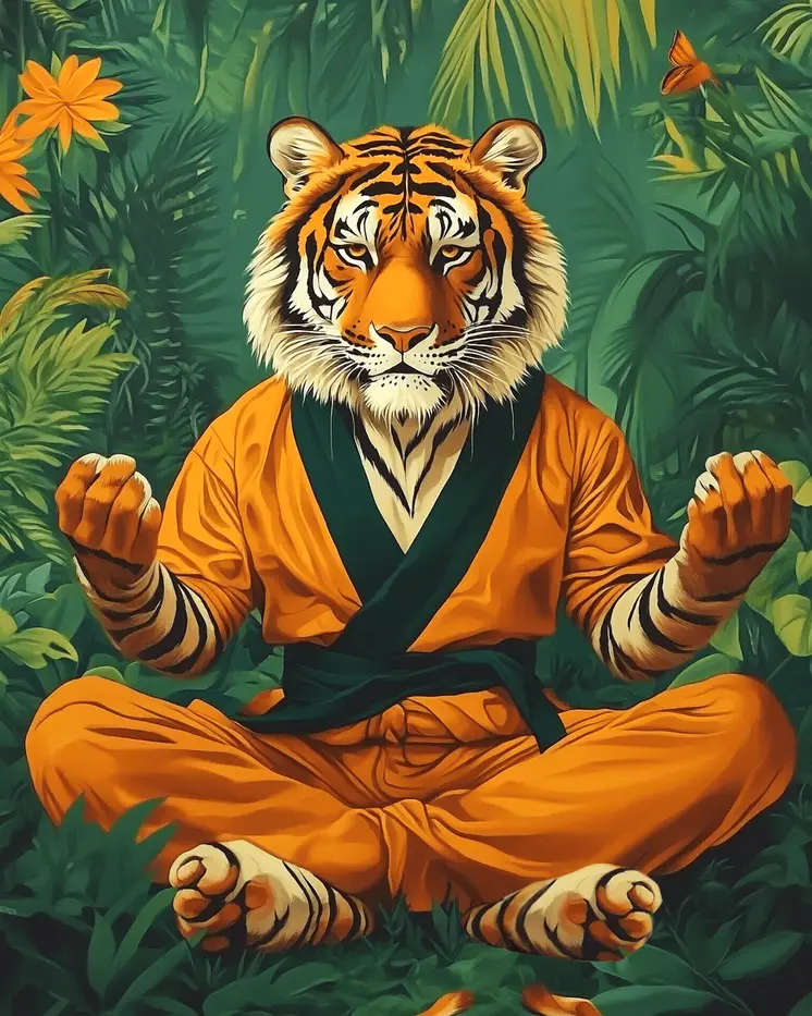 Tiger Dance #13 - Martial Arts Wall Art Prints – 8″x10″ Artwork for 11″x14″ Frame