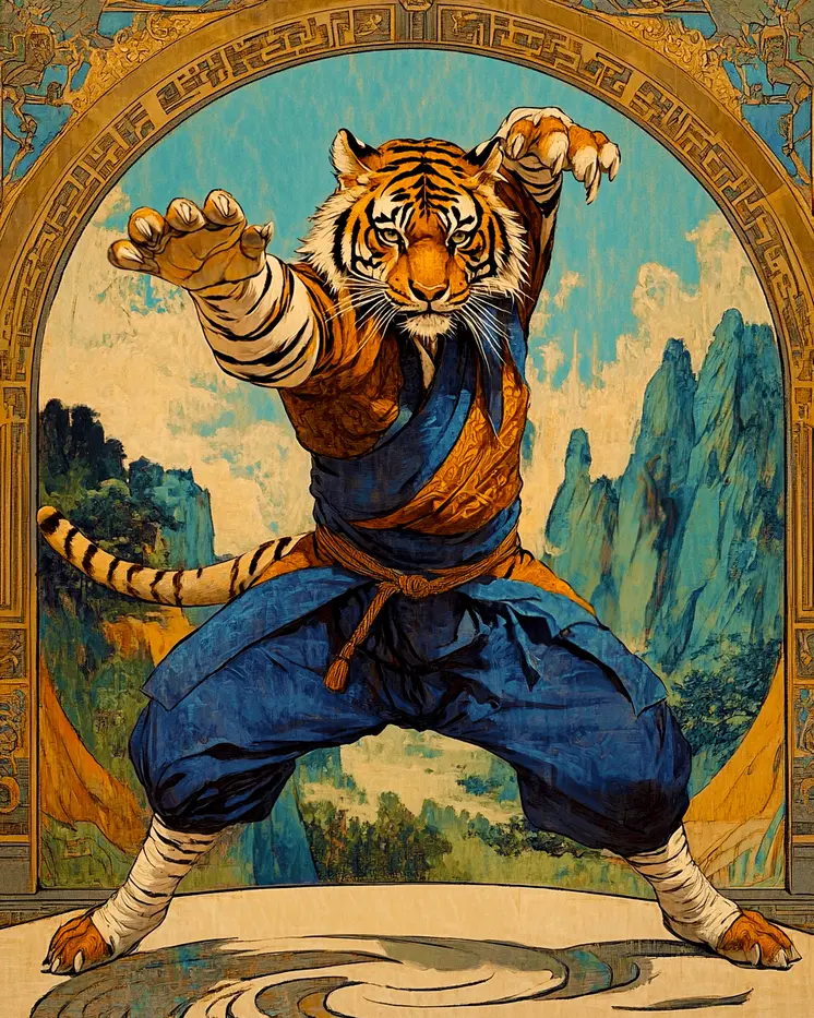 Tiger Dance #3 - Martial Arts Wall Art Prints – 8″x10″ Artwork for 11″x14″ Frame