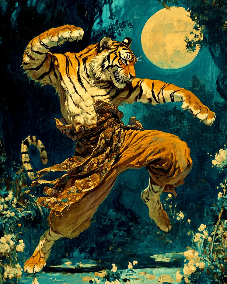 Tiger Dance #7 - Martial Arts Wall Art Prints – 8″x10″ Artwork for 11″x14″ Frame
