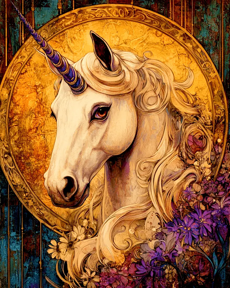 Nouveau Beauty - Unicorn & Pegasus Wall Art Prints – 8″x10″ Artwork for 11″x14″ Frame