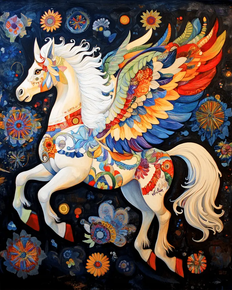 BOHO Style Peg - Unicorn & Pegasus Wall Art Prints – 8″x10″ Artwork for 11″x14″ Frame