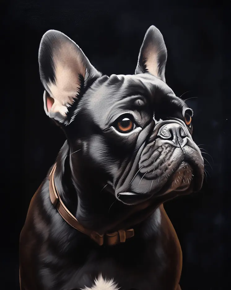 Black Noble French Bulldog Dog Portrait Wall Art Prints – 8″x10″ Artwork for 11″x14″ Frame