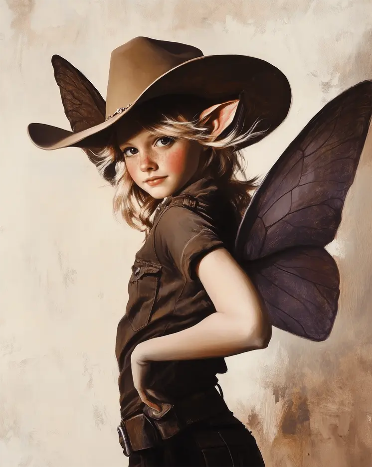 Sassy Cowgirl Fairy- Cowgirl Fairies – 8″x10″ Artwork in 12″x14″ Mat