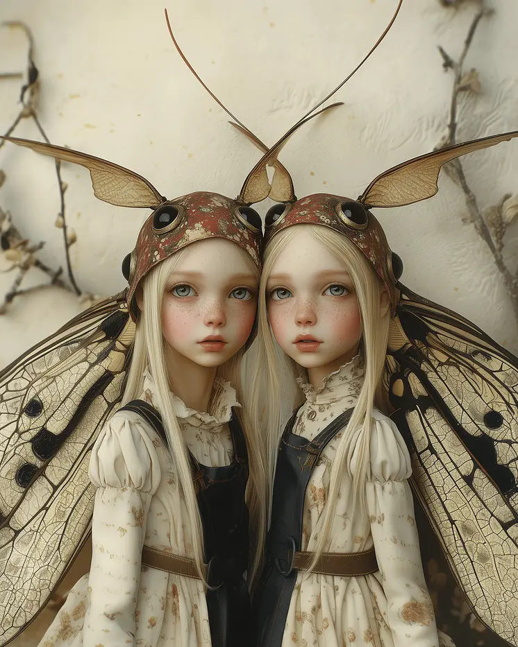 Twin Swedish Alvor Fairies - Fairies Worldwide – 8″x10″ Artwork in 10″x12″ Mat