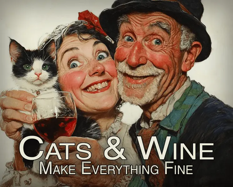 Cats & Wine - Wine Wall Art Prints – 8″x10″ Artwork for 11″x14″ Frame