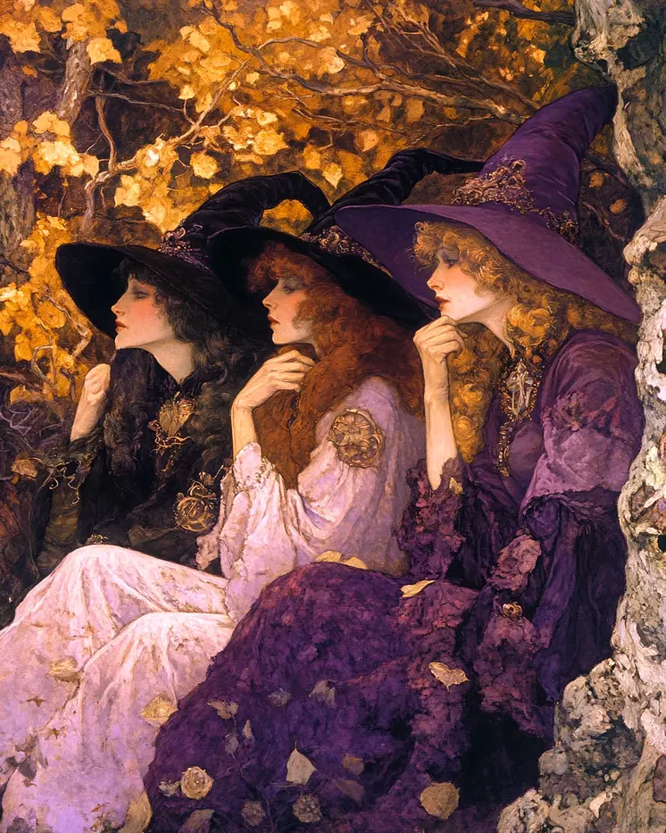 Purple Coven - Witches and Witchcraft Wall Art Prints – 8″x10″ Artwork for 11″x14″ Frame