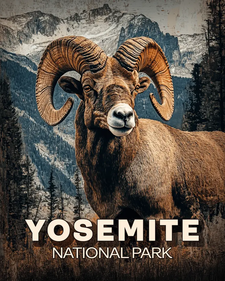 Bighorn Ram - Yosemite Souvenir Art Prints - 8"x10" Artwork for 11"x14" Frame