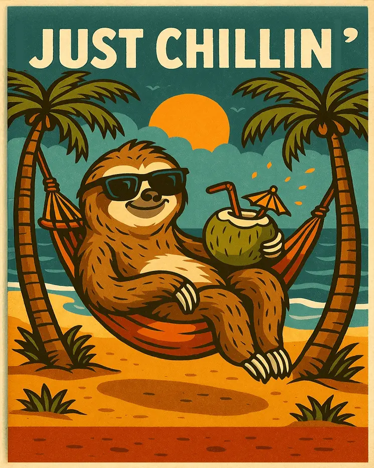 Just Chillin' - Punny Animals Art Prints – 8″x10″ Artwork for 11″x14″ Frame