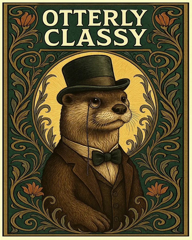 Otterly Classy - Punny Animals Art Prints – 8″x10″ Artwork for 11″x14″ Frame