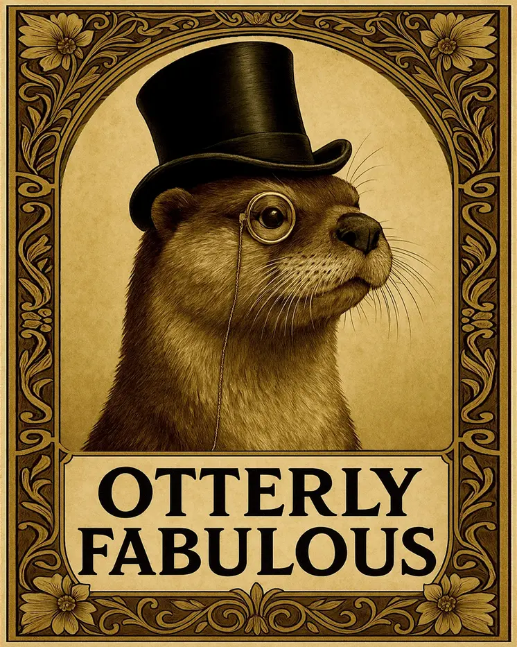 Otterly Fabulous - Punny Animals Art Prints – 8″x10″ Artwork for 11″x14″ Frame