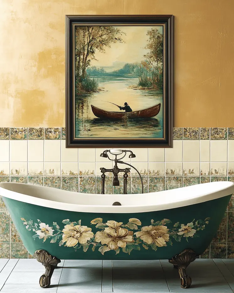 Fisherman Painting - Bathroom Wall Art Prints – 8″x10″ Artwork for 11″x14″ Frame