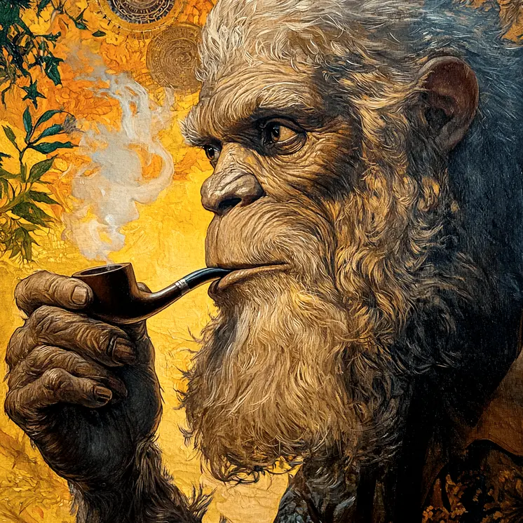 Sasquatch Smoking Weed - Bigfoot Art Prints – 8″x8″ Artwork in 12″x12″ Mat