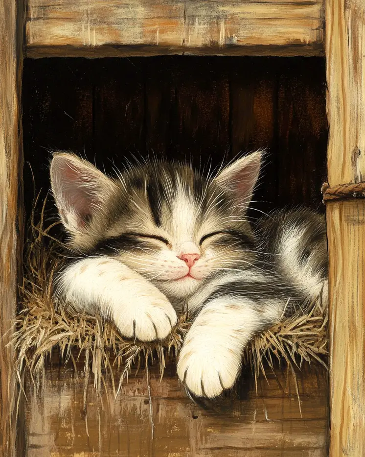 Lazy Day - Cat & Kitten Art Prints - 8"x10" Artwork for 11"x14" Frame