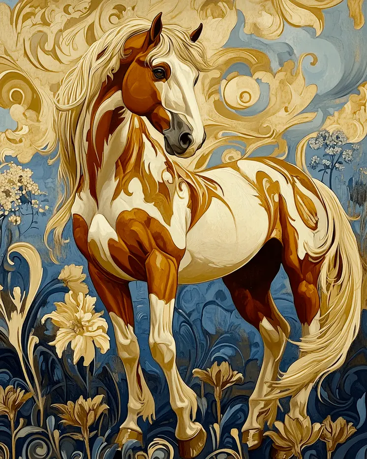 Abstract Paint Horse - Equine Art Prints – 8″x10″ Artwork for 11″x14″ Frame
