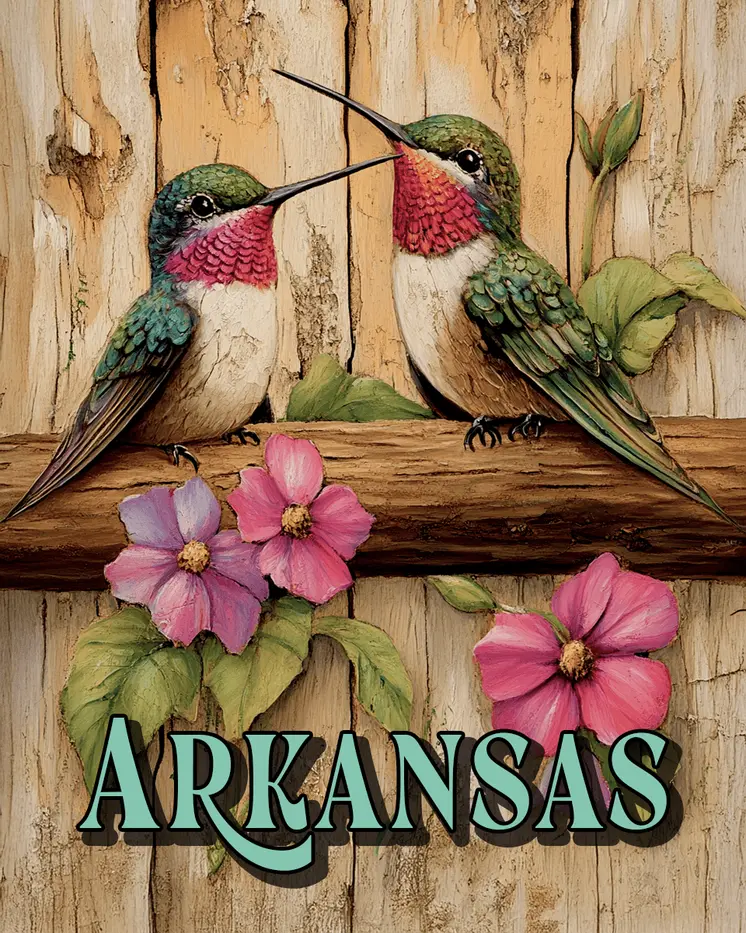 Two Hummingbirds - Arkansas Art Prints – 8″x10″ Artwork for 11″x14″ Frame