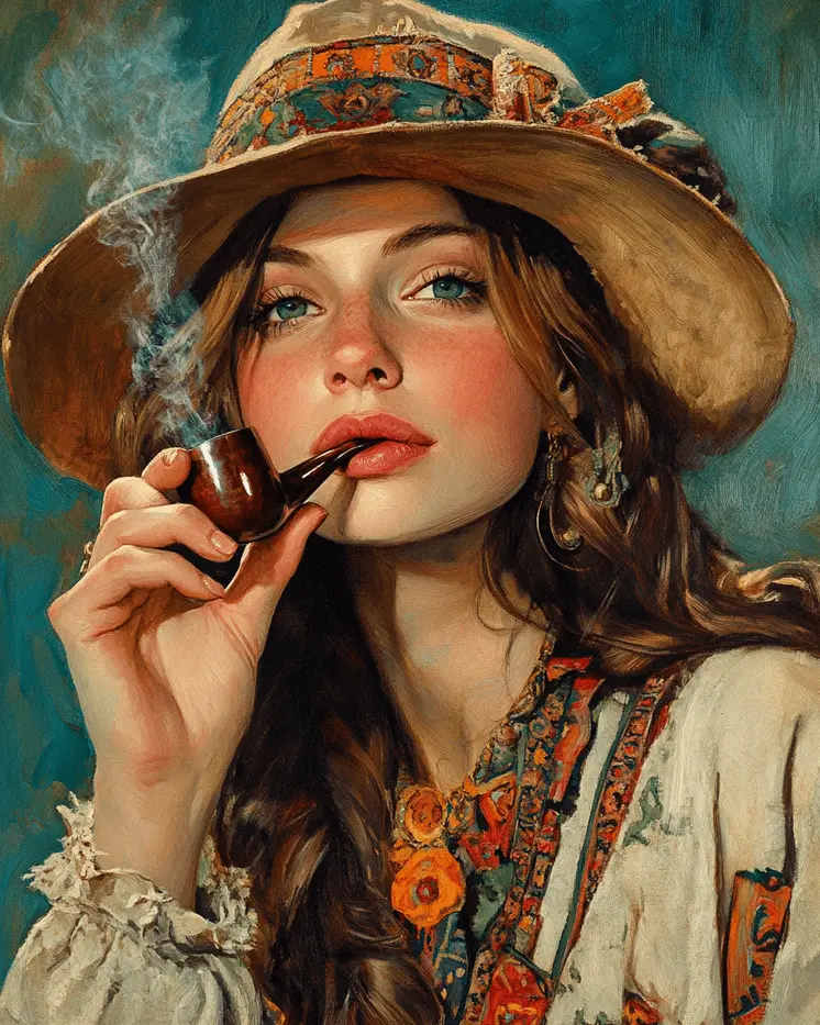 Vagabon Lady Smoking - Marijuana Wall Art Prints – 8″x10″ Artwork for 11″x14″ Frame