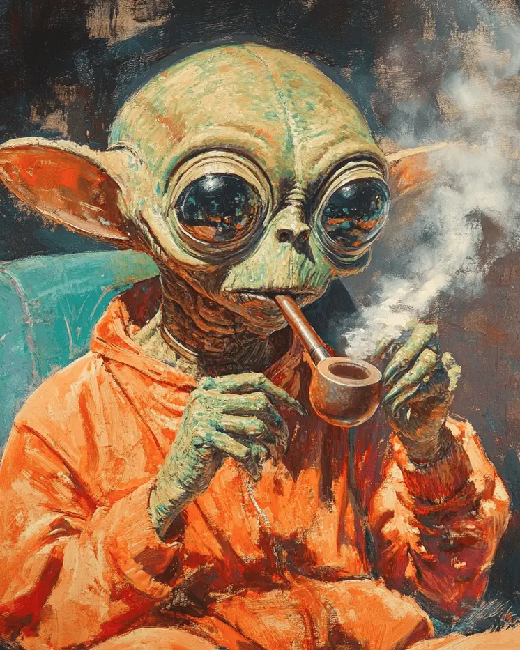 Alien Smoking - Marijuana Wall Art Prints – 8″x10″ Artwork for 11″x14″ Frame