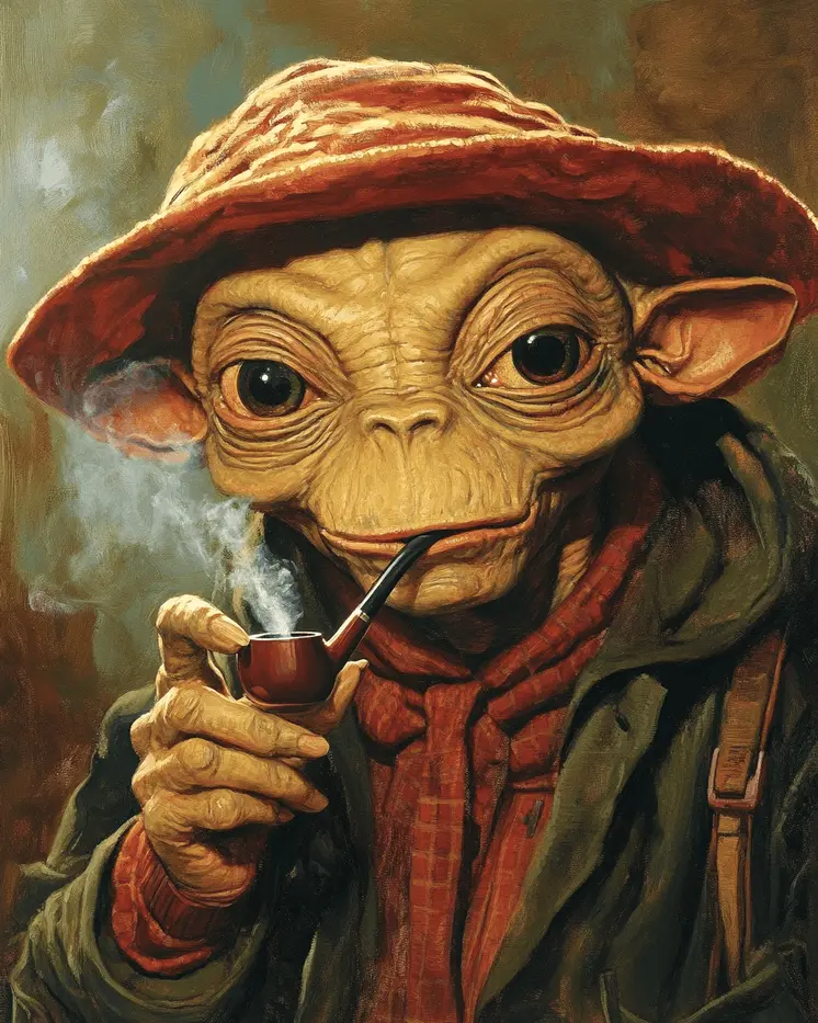 Mellow Alien Smoking - Marijuana Wall Art Prints – 8″x10″ Artwork for 11″x14″ Frame