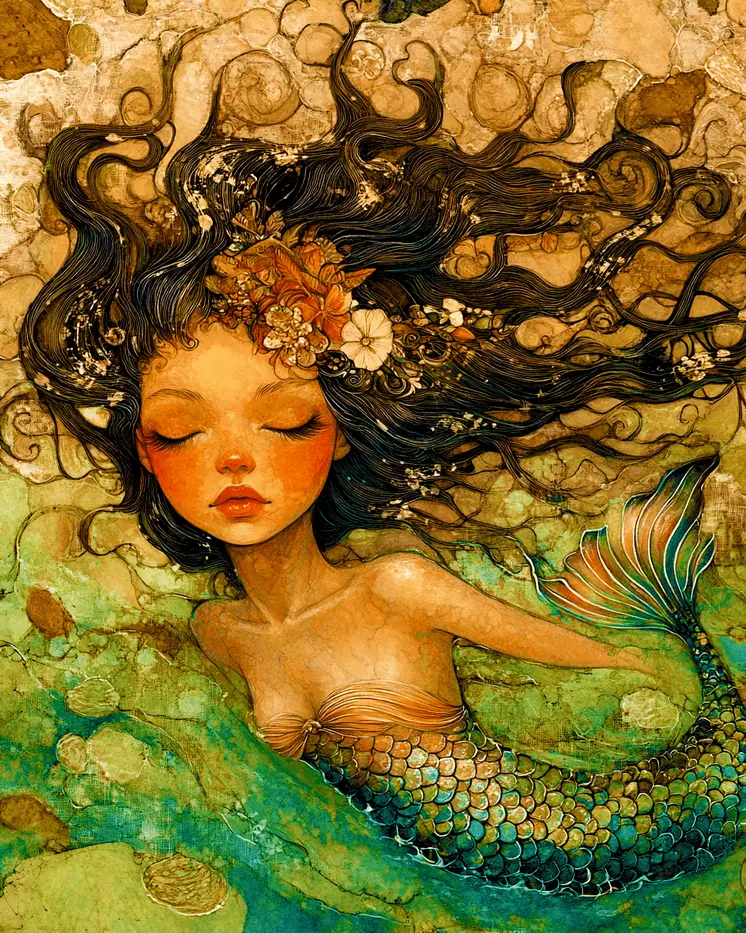 BOHO Siren - Mermaid Wall Art Prints – 8″x10″ Artwork for 11″x14″ Frame