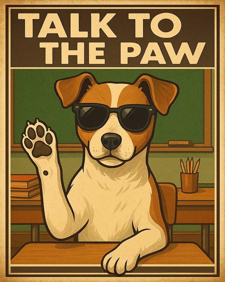 Talk to the Paw - Punny Animals Art Prints – 8″x10″ Artwork for 11″x14″ Frame