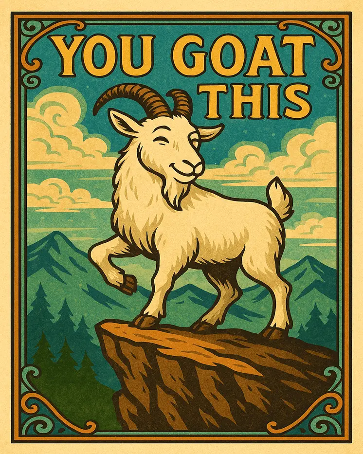 You Goat This - Punny Animals Art Prints – 8″x10″ Artwork for 11″x14″ Frame