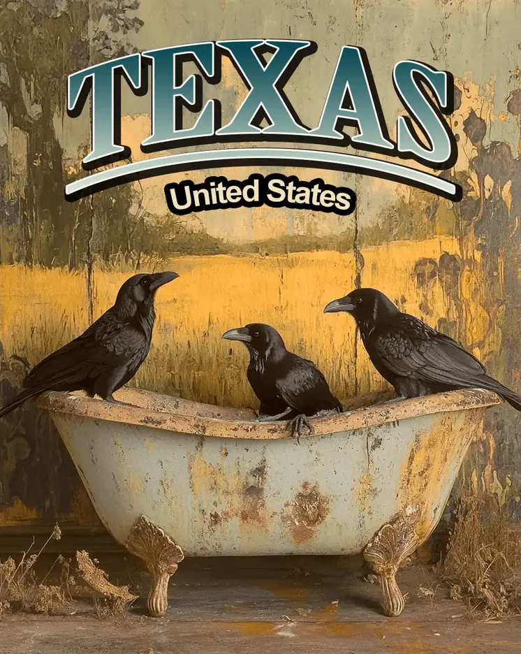 Three Ravens - Texas Art Prints – 8″x10″ Artwork for 11″x14″ Frame