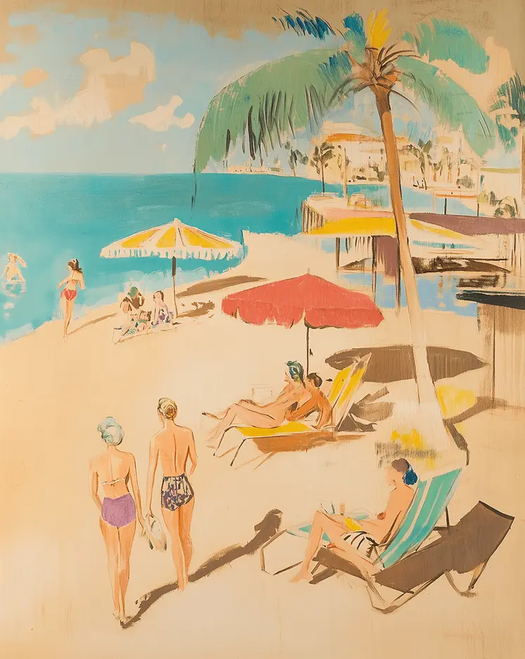 1950's French Riviera Beach 8”x10” Art Print