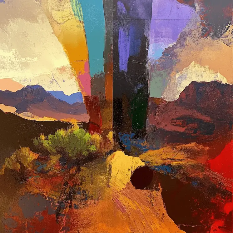Abstract Saturated Desert Rainbow  8"x8" Art Print